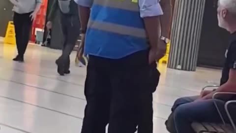 Elderly man is harassed by foreign staff while he waits in the bus station._