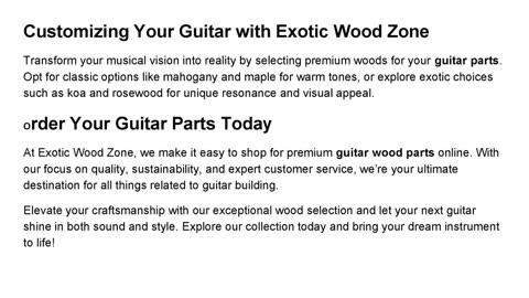 Crafting Excellence: Explore Premium Guitar Parts at Exotic Wood Zone