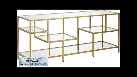 Henn&Hart Rectangular TV Stand with Glass Shelves for 65' TVs in Brass Review