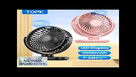 TOPK K60C 5000mAh Portable Mini FanStanding Fans for RoomLED Display 360°Rotation Quiet Review