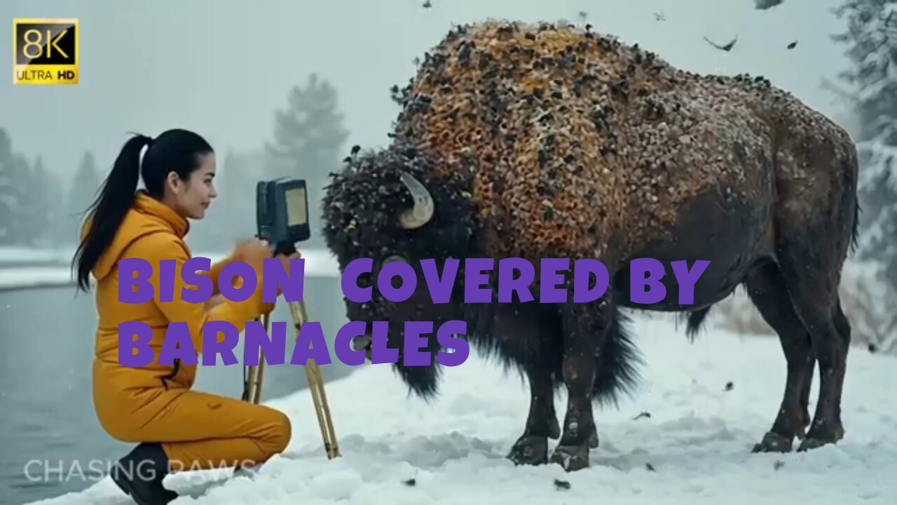 BISON COVERED BY BARNACLES