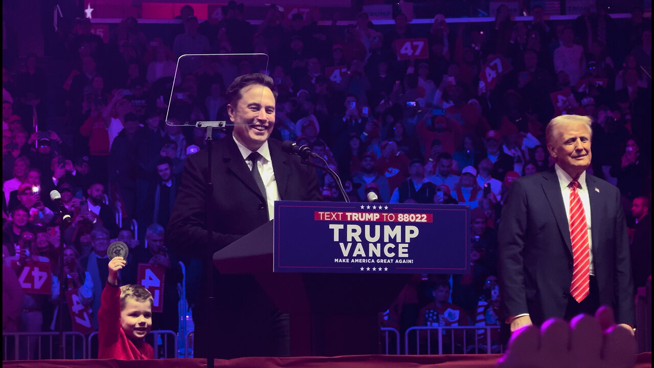 Elon Musk and his son X join Trump on stage at “Make America Great Again Victory Rally” in DC