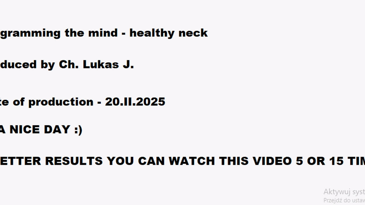 PROGRAMMING THE MIND - HEALTHY NECK :)