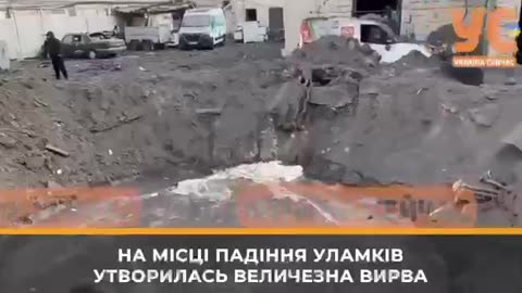 😳 A huge crater in the Obolonsky district of Kyiv after the morning strikes!