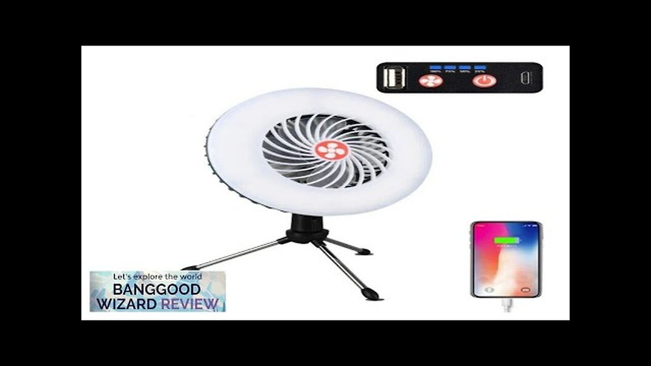 Portable Fan Light USB Recharge Power Bank Camping Lamp Multifunction Outdoor Lighting Review