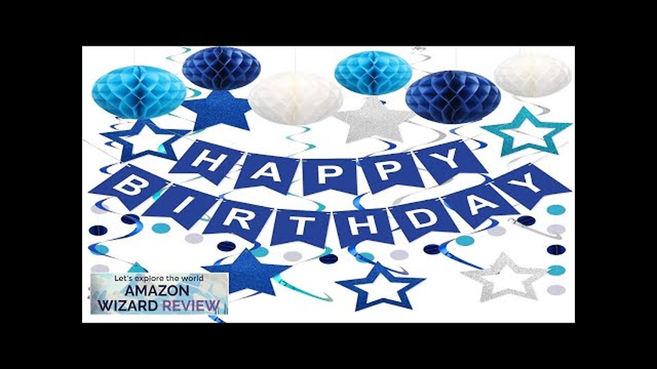 meowtastic Blue Birthday Decorations Navy Blue Happy Birthday Banner with Honeycomb Review