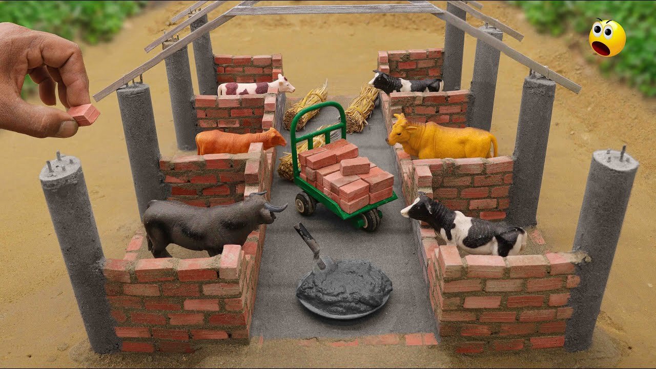 diy how to make big size cow farm construction science project