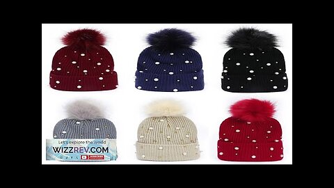 Rhinestone beading knitted beanie hat with pompom Winter Women ladies warm thickened Review