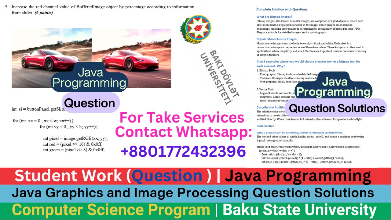 Student Work(Question)|Java Programming|Graphics & Image Processing Work Video Question Solutions