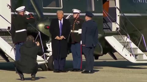 President Trump stops to thank the Marines before boarding Air Force One at Joint Base Andrews