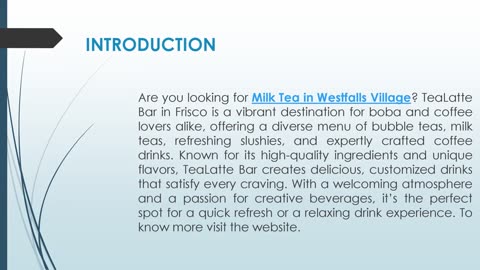 Are you looking for Milk Tea in Westfalls Village?