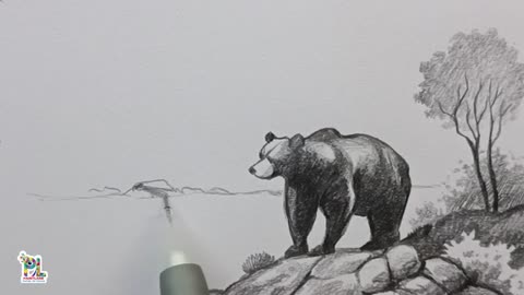 How to draw Bear in Forest || Pencil Sketching and Shading