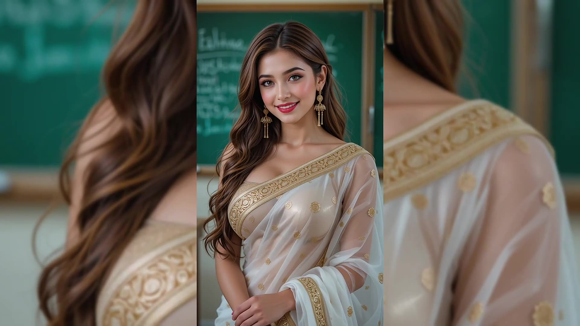 Grace & Elegance _ Stunning Beauty in a Sheer White Saree _ ai lookbook 19 #bikini ❤️🔥