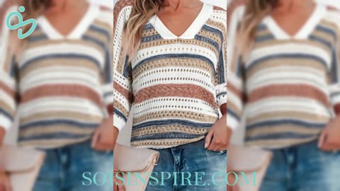 Striped Hollow Out Half Sleeve Knit Top