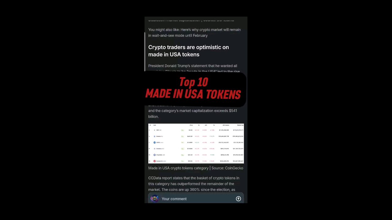 TOP 10 made in usa Crypto Altcoin Tokens #altcoins #crypto2025