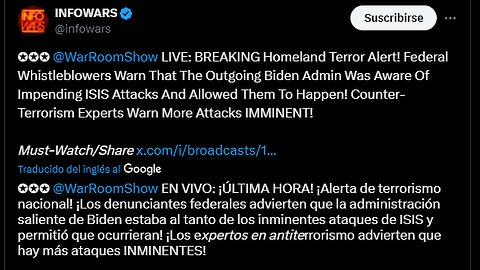 Alex Jones advierte de nuevos posibles ataques terroristas en Estados Unidos