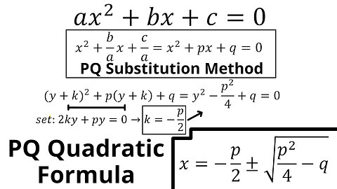 Quadratic Formula by the PQ Substitution Method