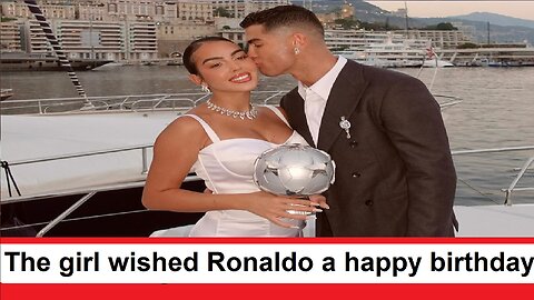 The girl approached the football player Cristiano Ronaldo and wished him a happy birthday.