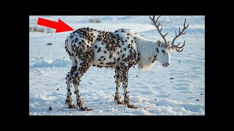 A reindeer was injured by barnacles and parasites, A rescue team successfully rescued the reindeer.