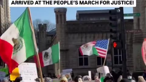 Illegals with foreign flags march in front of Trump Tower in Chicago to demand