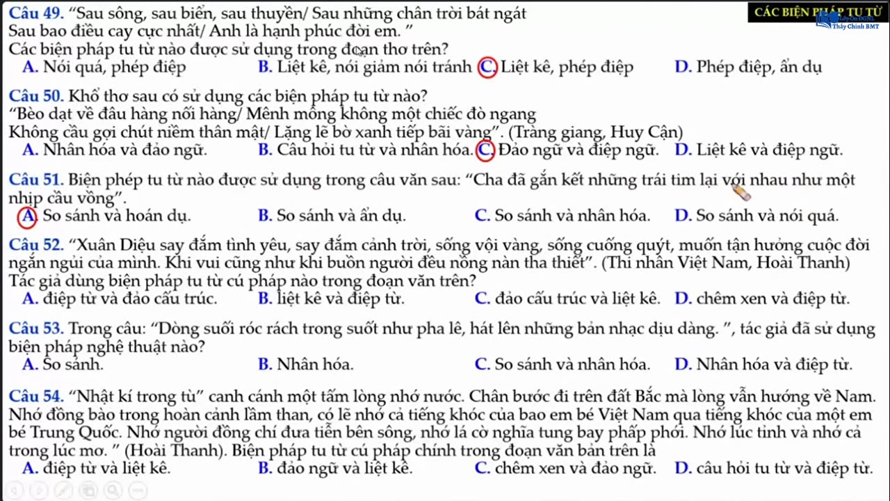 CHUYÊN ĐỀ 6: CÁC BIỆN PHÁP TU TỪ