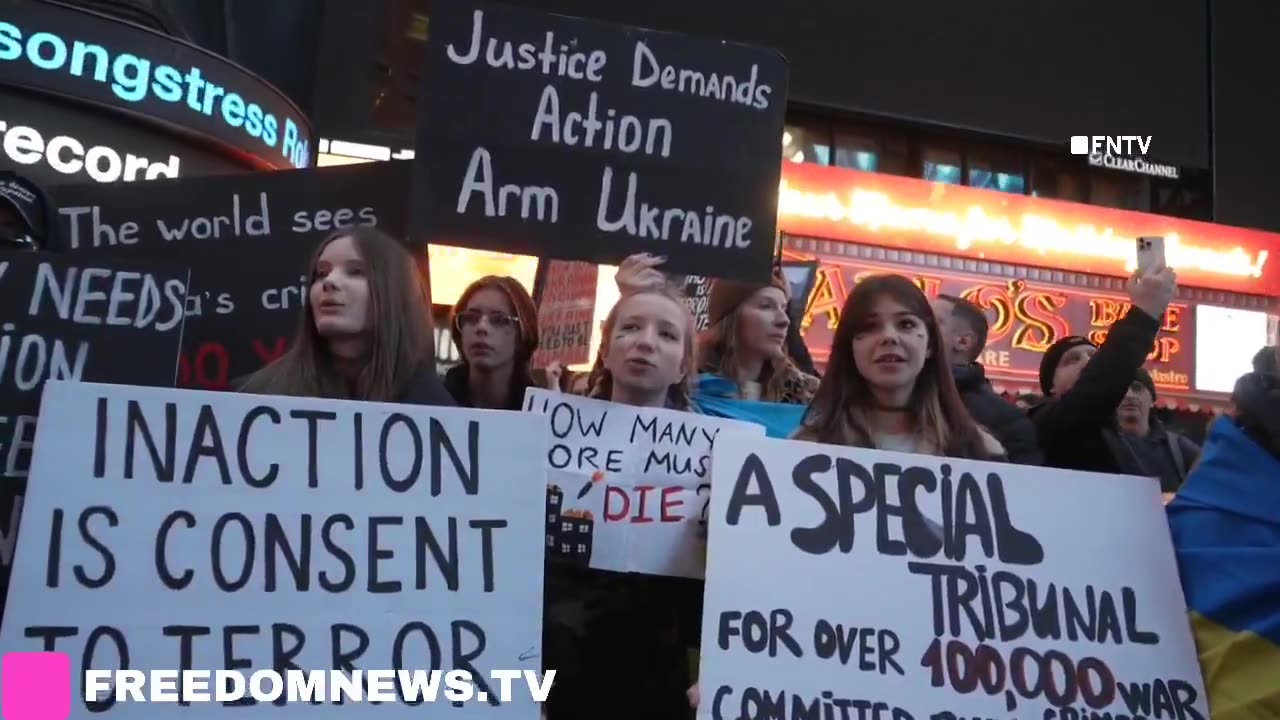 Ukrainian Protestors/supporters have taken over Times Square in New York City