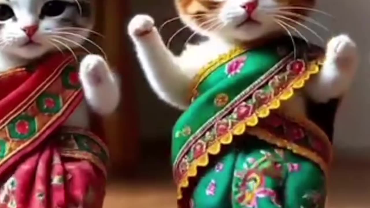 Kitten dancing and enjoying