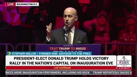 Stephen Miller Speaks at Inauguration Eve Trump Rally in Washington D.C. - 1/19/25