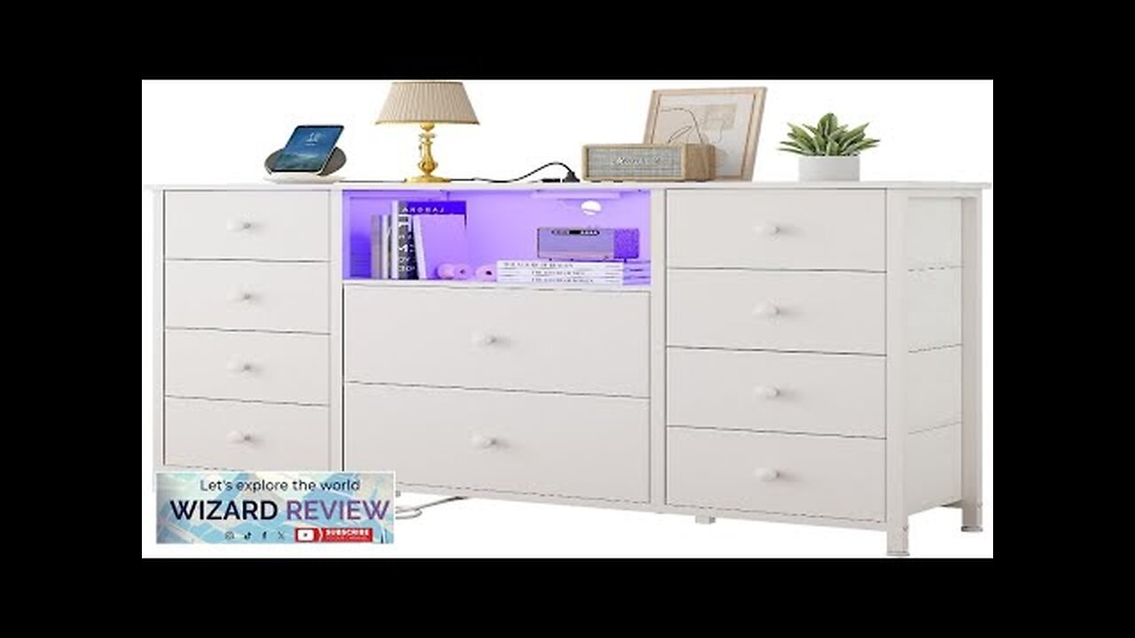 LDTTCUK Dresser with Charging Station and LED Lights Long Dresser for Bedroom Review