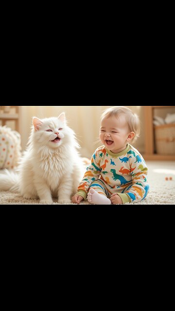 Baby and Fluffy Cat Share the Cutest Laughs Together