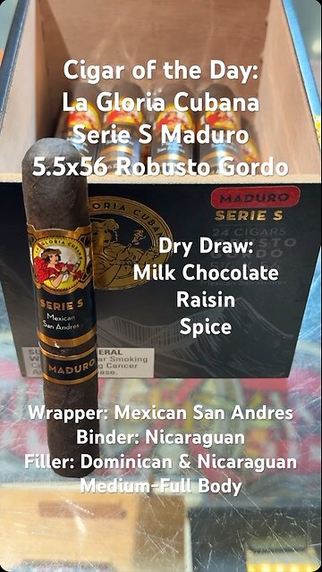 La Gloria Cubana Serie S Maduro 5.5x56 Robusto Gordo #CigarOfTheDay #Short #Shorts #Review