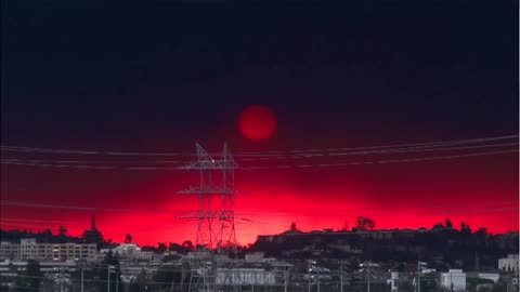 Fiery sunrise over the Los Angeles L.A. area as wildfire smoke fills the sky.