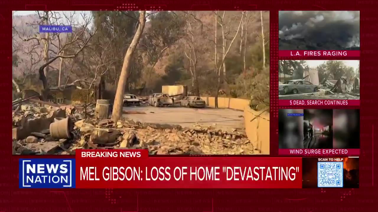 Mel Gibson loses his home to fire alongside a dozen of his neighbors: