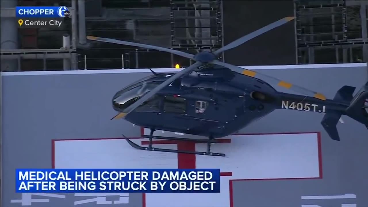 Medical helicopter hit by unknown object while landing in Philadelphia