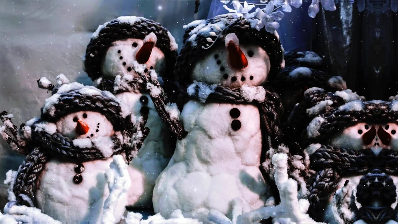 Instrumental Christmas Music With Snowman Family.