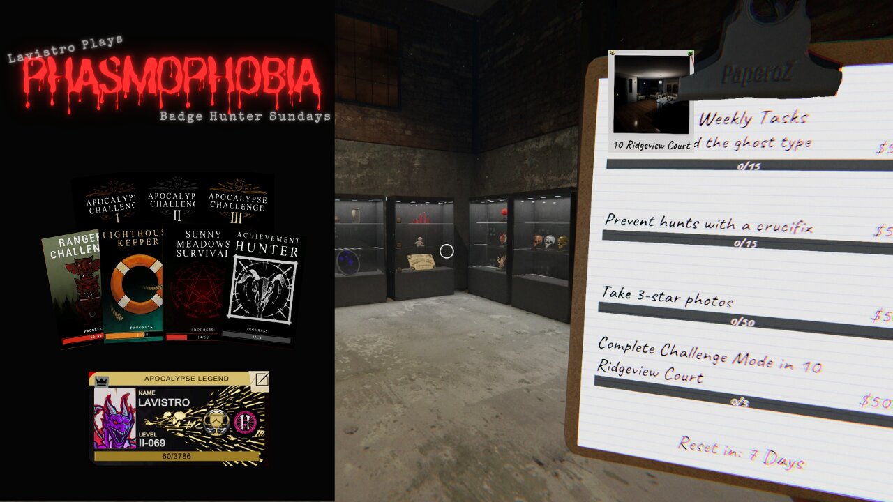 Lavistro Plays Live - Phasmophobia Weekly Challenge- Sacred Sanity Rural Survival