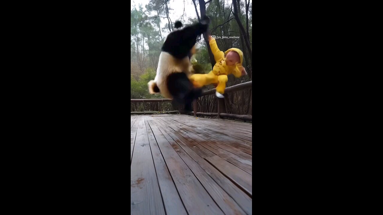 Baby Fight with Panda😱