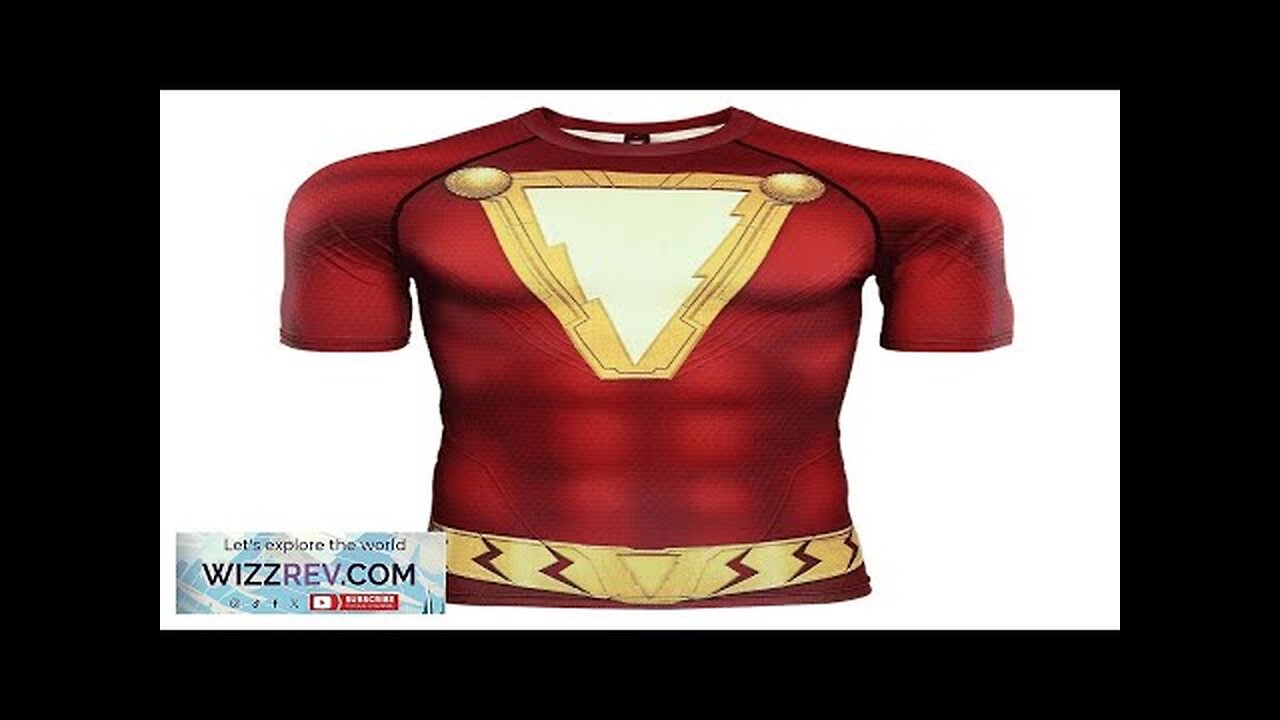 Shazam Red Short Sleeve Cosplay Costume Compression 3D Shirt Review