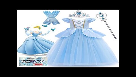 Cinderella Cosplay Costume Kids Clothes for Girls Sequins Princess Dress with Crown Review