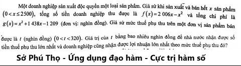 Sở Phú Thọ: Một doanh nghiệp sản xuất độc quyển một loại sản phẩm. Giả sử khi sản xuất