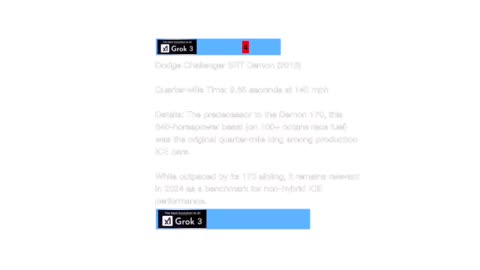 FAST CARS ACCORDING TO GROK3 : 2024 Fastest I.C.E. (Internal Combustion Engine) Cars