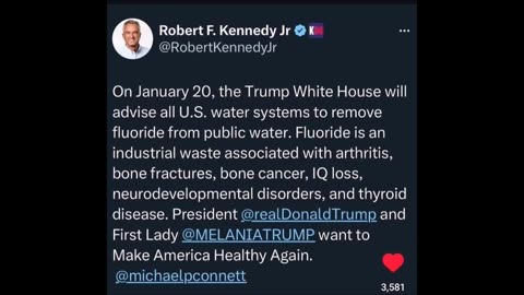 President Trump: Remove fluoride from all U.S. water systems!!!