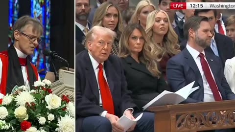 Watch Trump's face as woke bishop uses prayer service to push LGBT, illegals