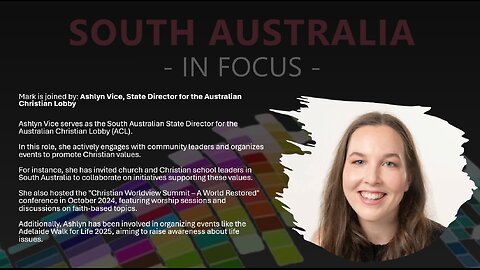 Mark is joined by: Ashlyn Vice, State Director for the Australian Christian Lobby