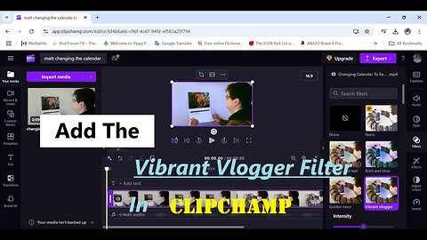 Add The Vibrant Vlogger Filter In Clipchamp