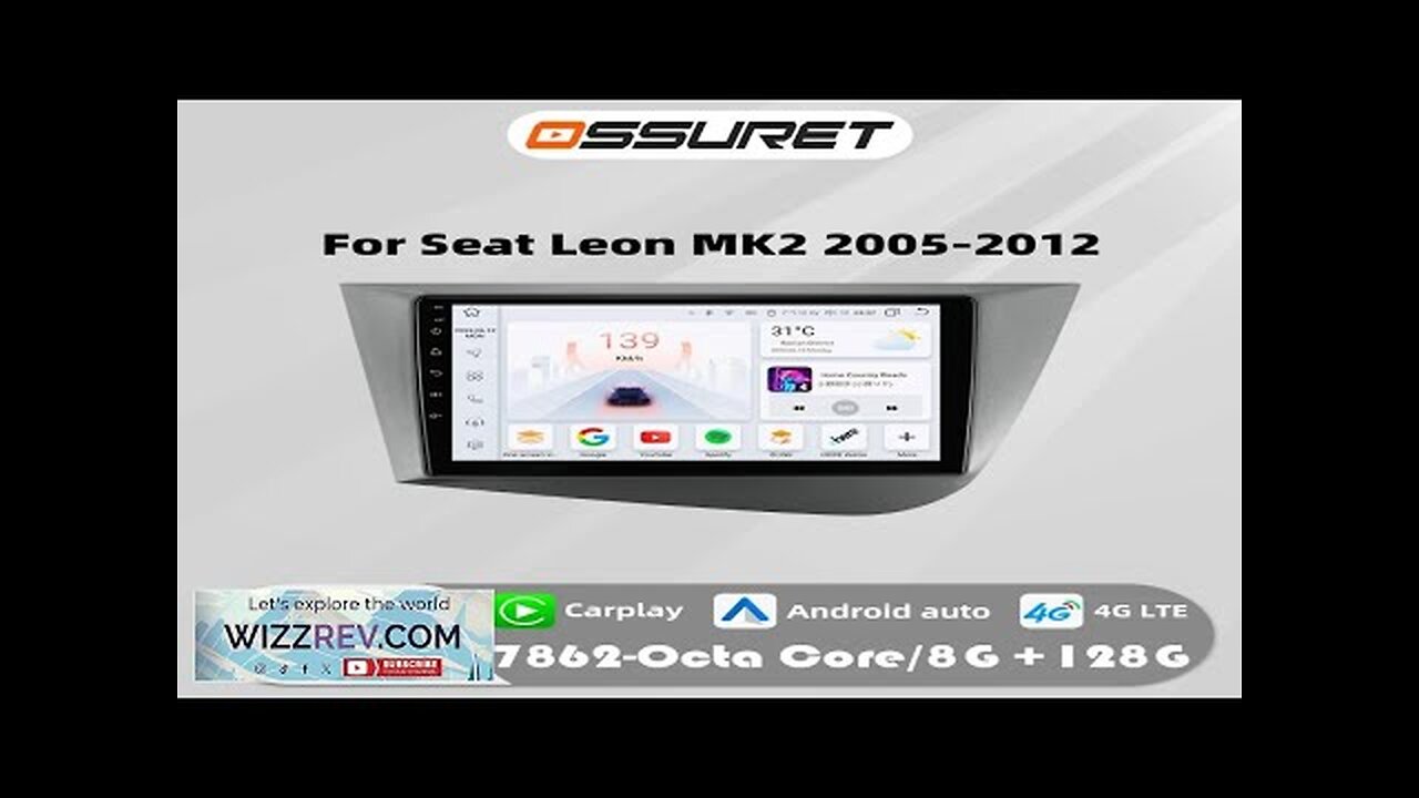 8G 128G Android 12 Mulitmedia player For Seat Leon Mk2 2005-2012 Car Review