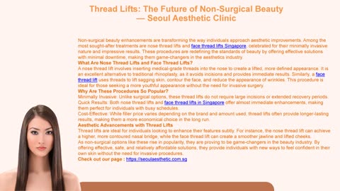 Thread Lifts: The Future of Non-Surgical Beauty — Seoul Aesthetic Clinic