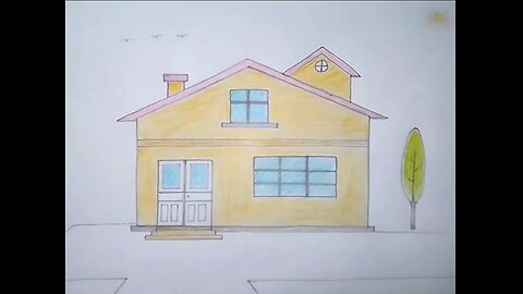 Architecture simple house drawing by pencil sketch