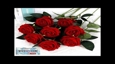 5Pcs Artificial Flowers Bouquet Red Velvet Fake Rose Flower for Wedding Home Review