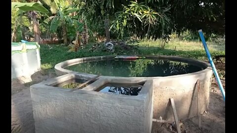 Tanque em alvenaria para criação de peixes